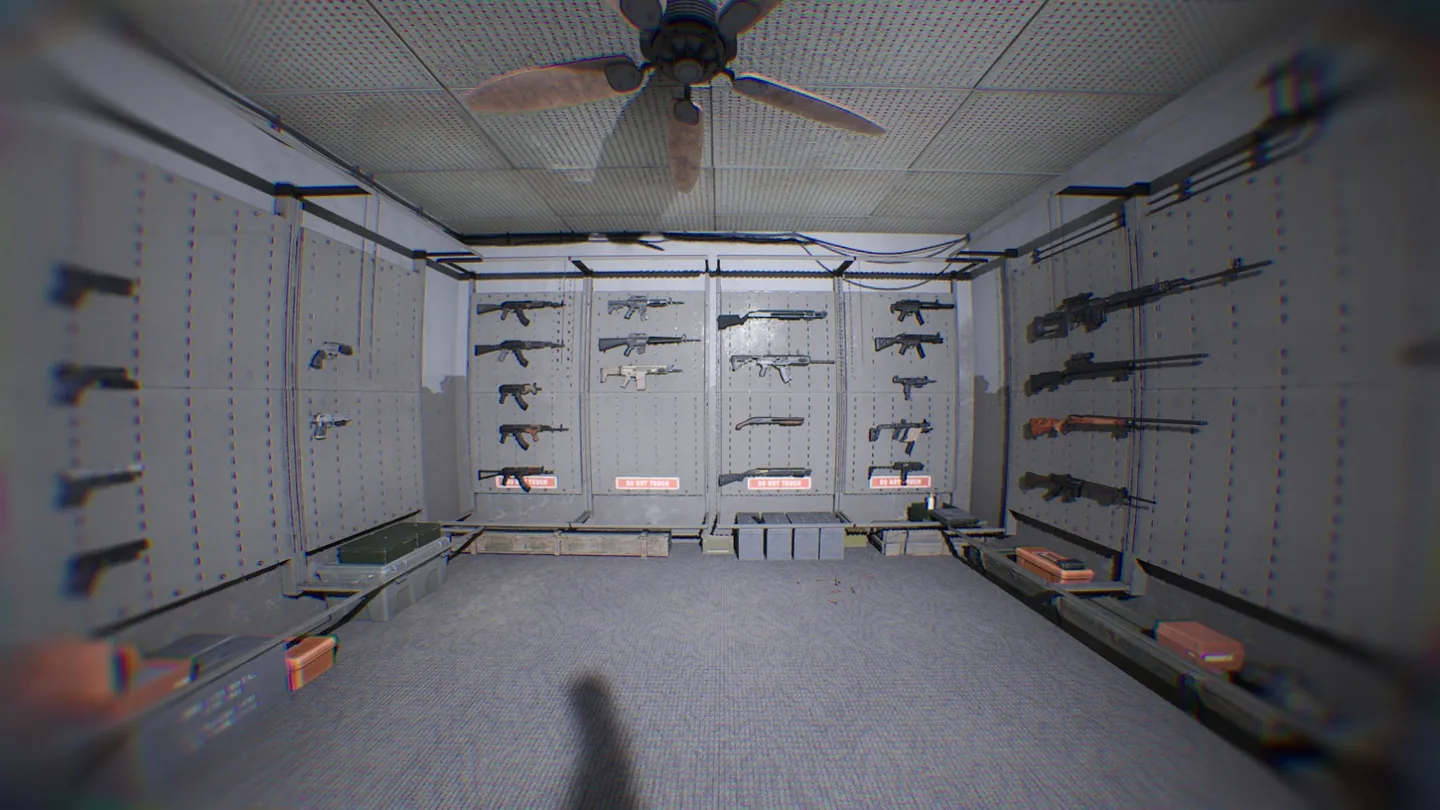 Weapons displayed in the armory.